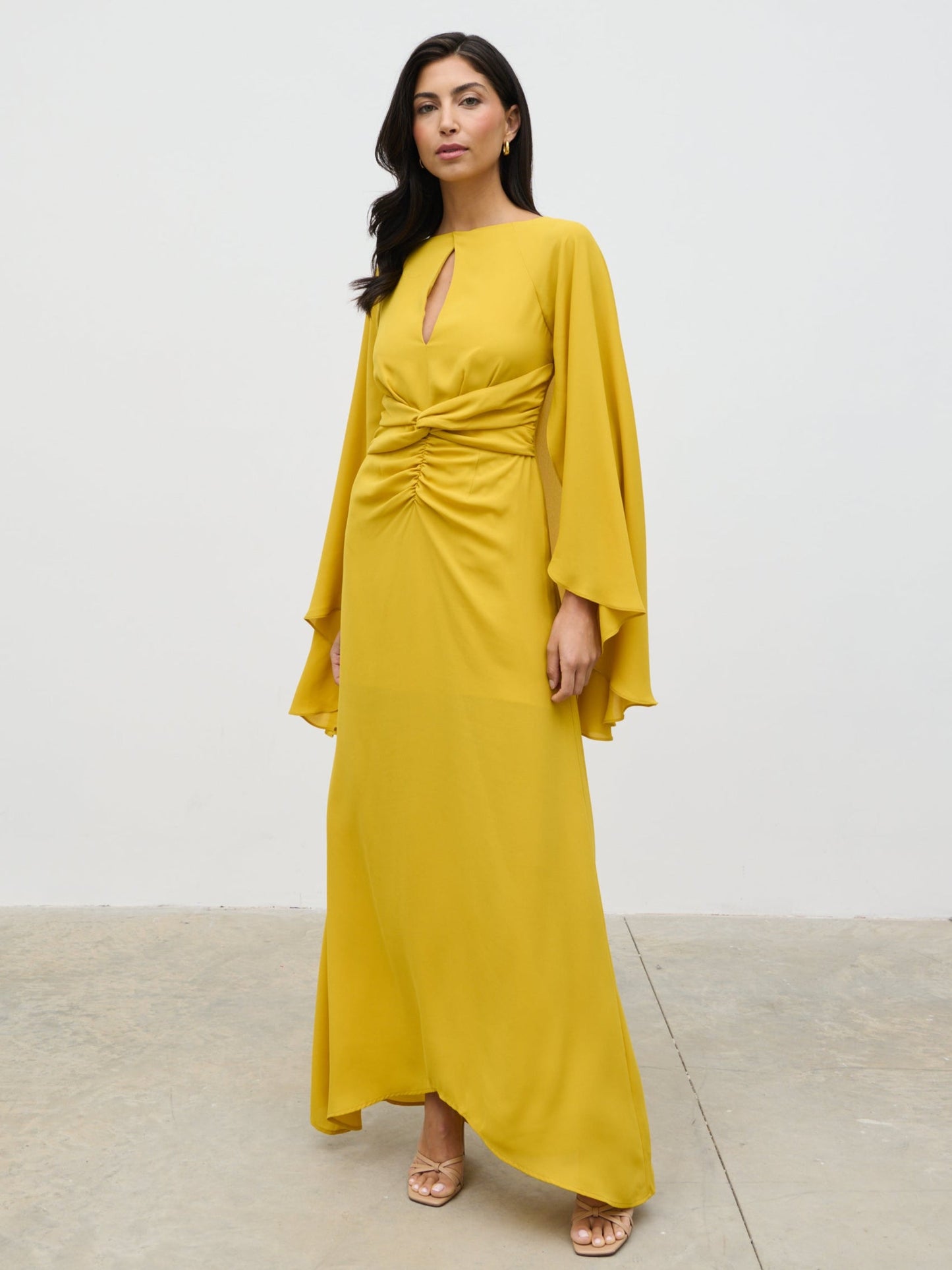 Ellison Cape Knot Maxi Dress - Yellow Ochre