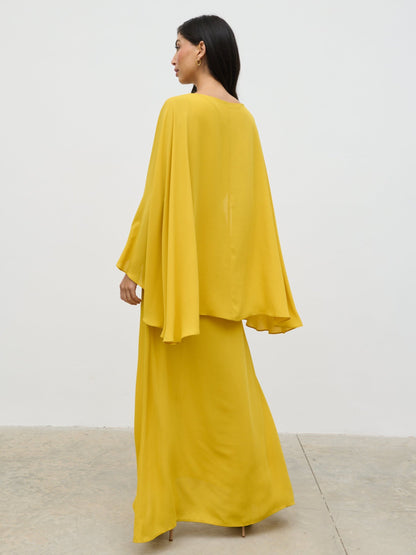 Ellison Cape Knot Maxi Dress - Yellow Ochre
