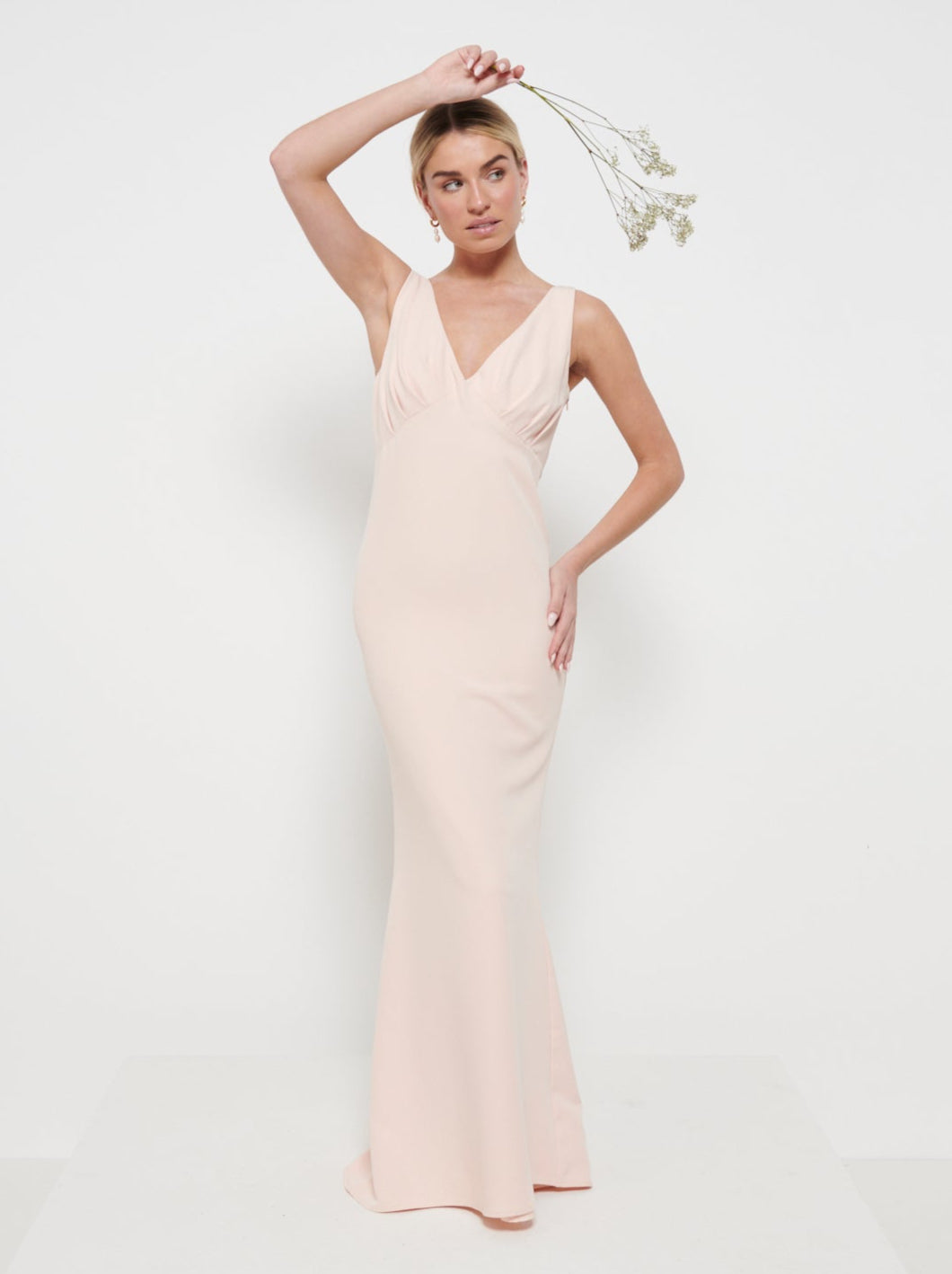 Esmee Crepe Maxi Bridesmaid Dress - Blush