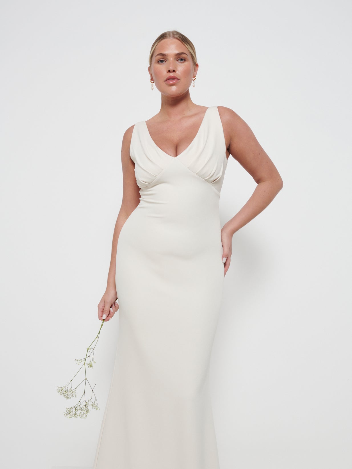 Esmee Crepe Bridesmaid Maxi Dress - Champagne
