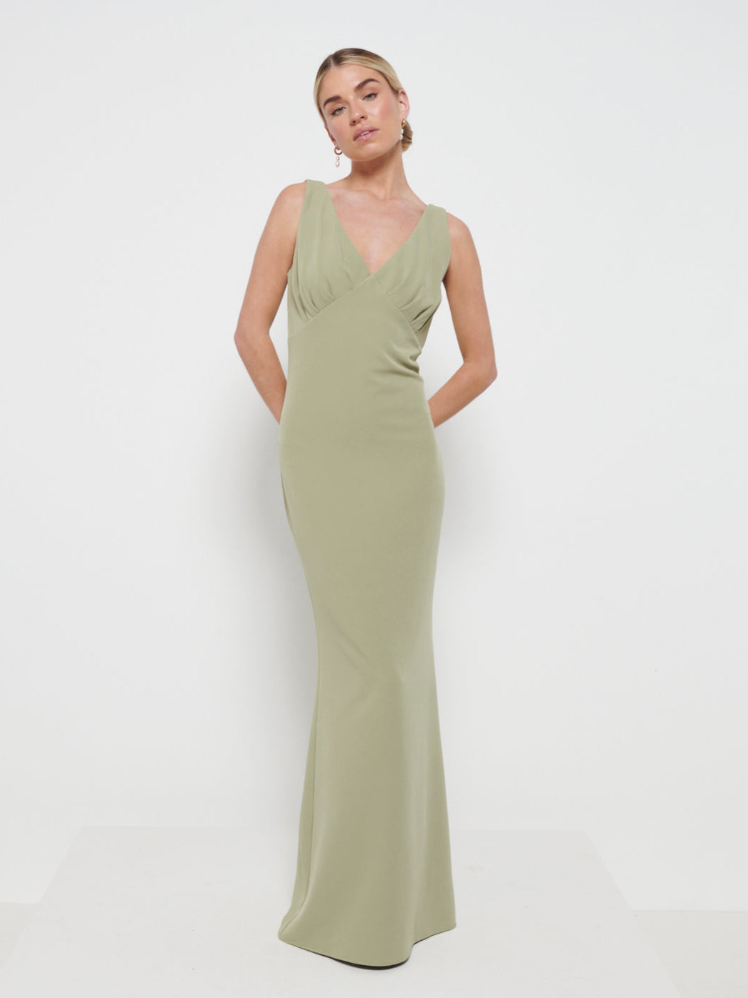 Esmee Crepe Maxi Bridesmaid Dress - Olive