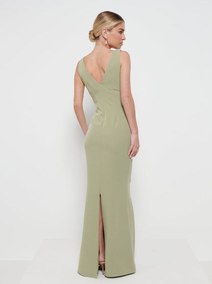 Esmee Crepe Maxi Bridesmaid Dress - Olive