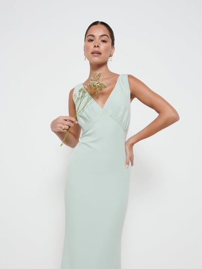 Esmee Crepe Maxi Bridesmaid Dress - Sage