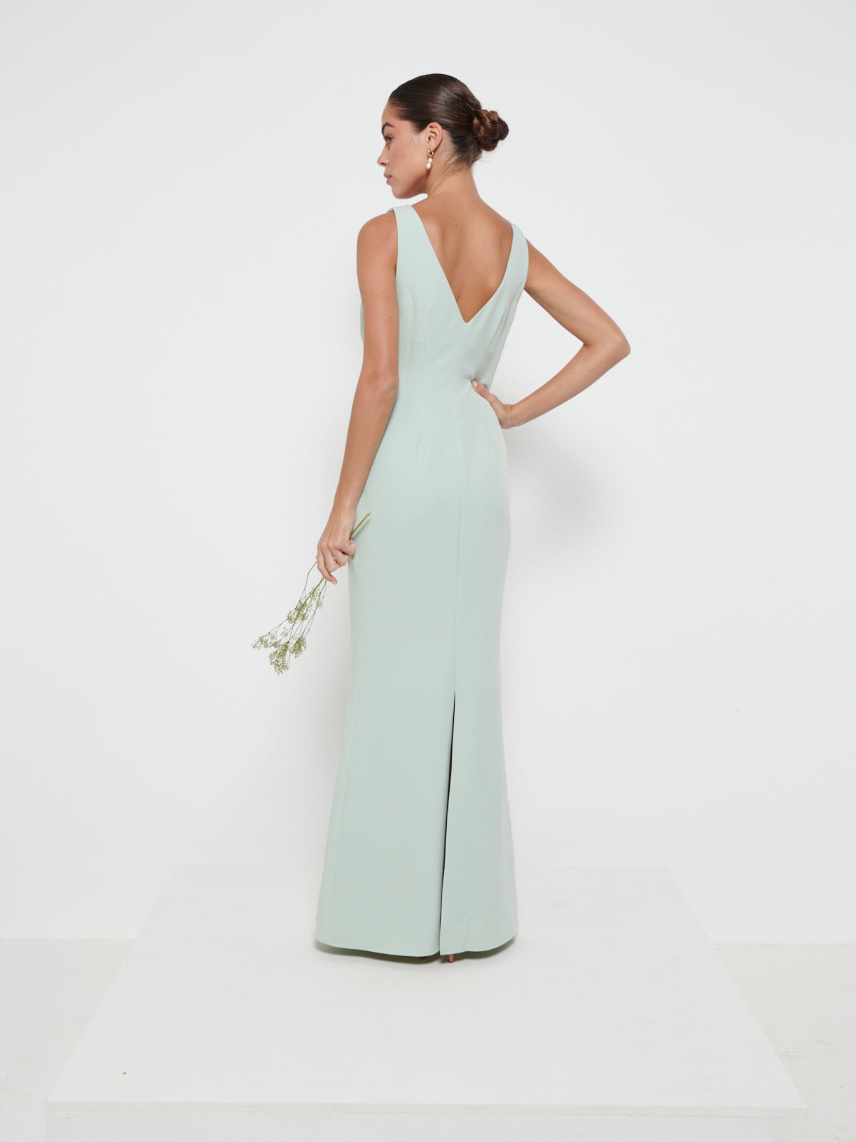 Esmee Crepe Maxi Bridesmaid Dress - Sage