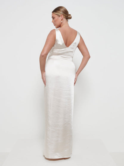 Esmee Wrap Maxi Bridesmaid Dress - Matte Champagne