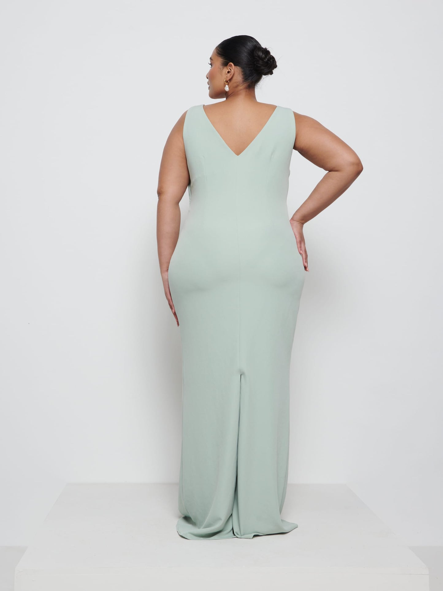 Esmee Crepe Maxi Bridesmaid Dress Curve - Sage