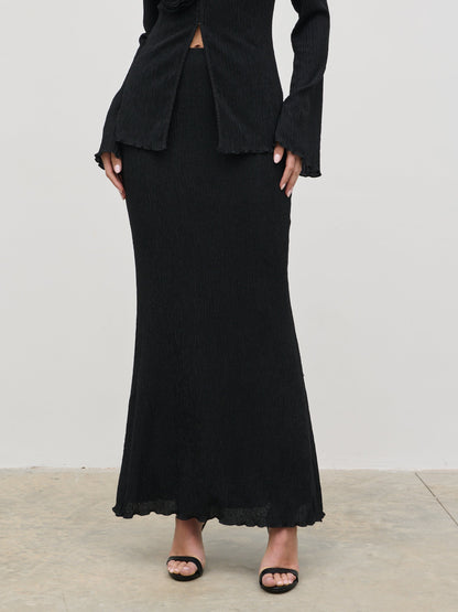 Evalina Crinkle Maxi Skirt - Black