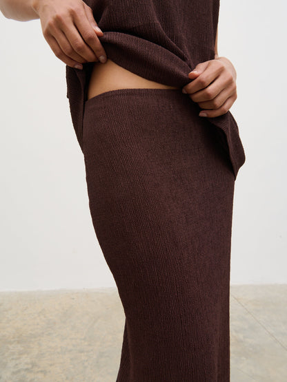 Evalina Crinkle Maxi Skirt - Brown