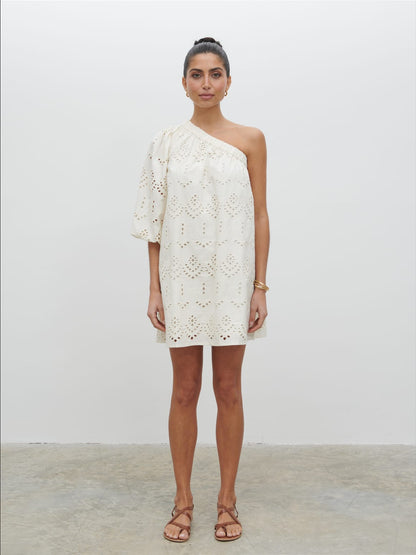 Fawn Broderie Mini Dress - Natural