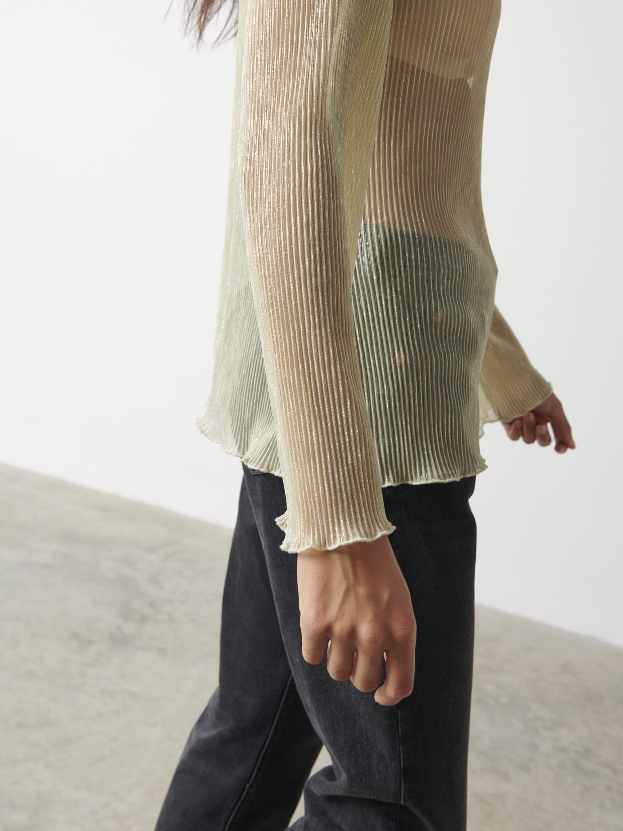 Fraser Sheer Plisse Top - Gold