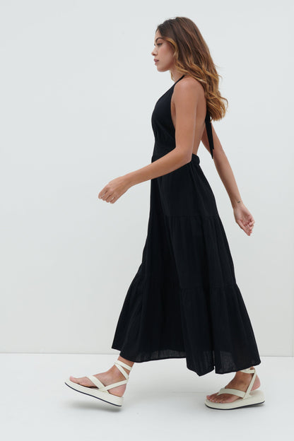 Gabrielle Halterneck Midaxi Dress - Black