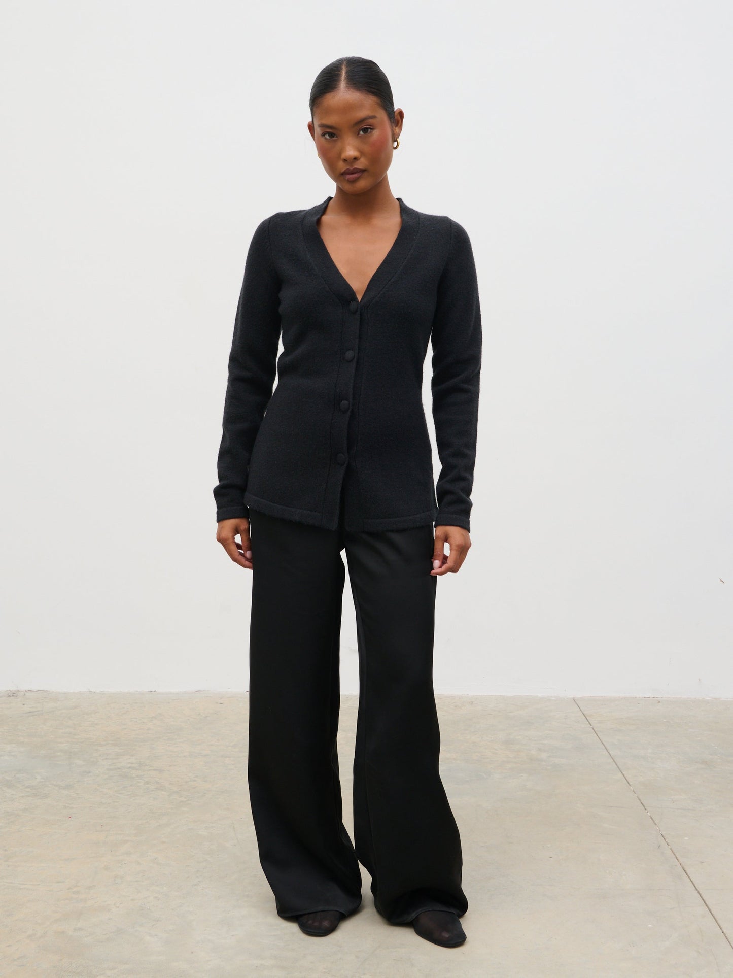 Gemma Longline Hourglass Knit Cardigan - Black