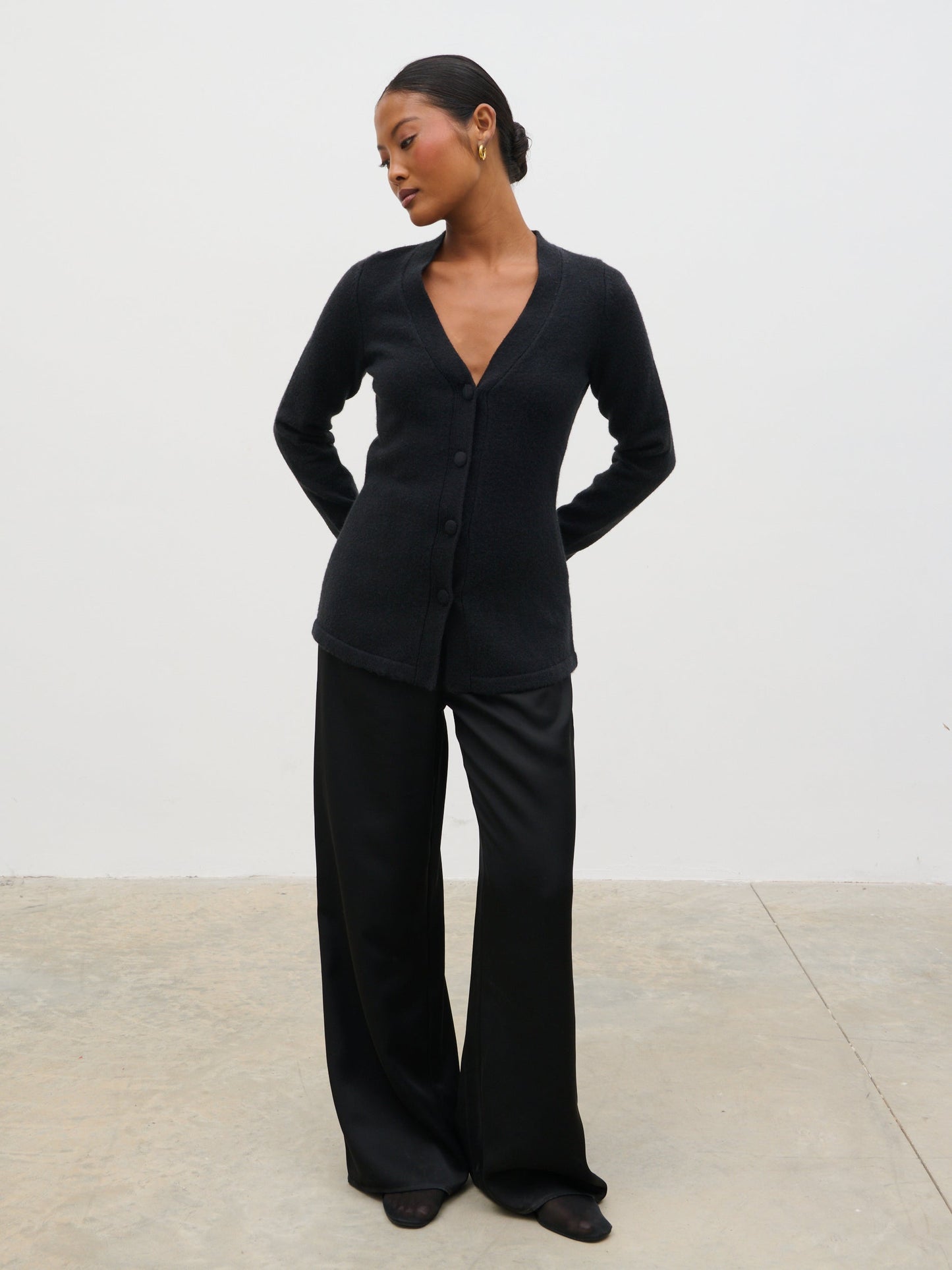 Gemma Longline Hourglass Knit Cardigan - Black