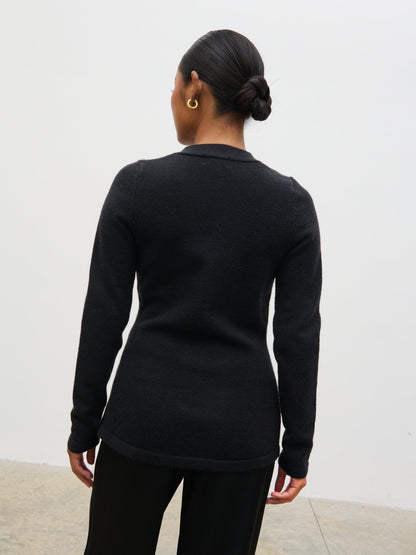 Gemma Longline Hourglass Knit Cardigan - Black