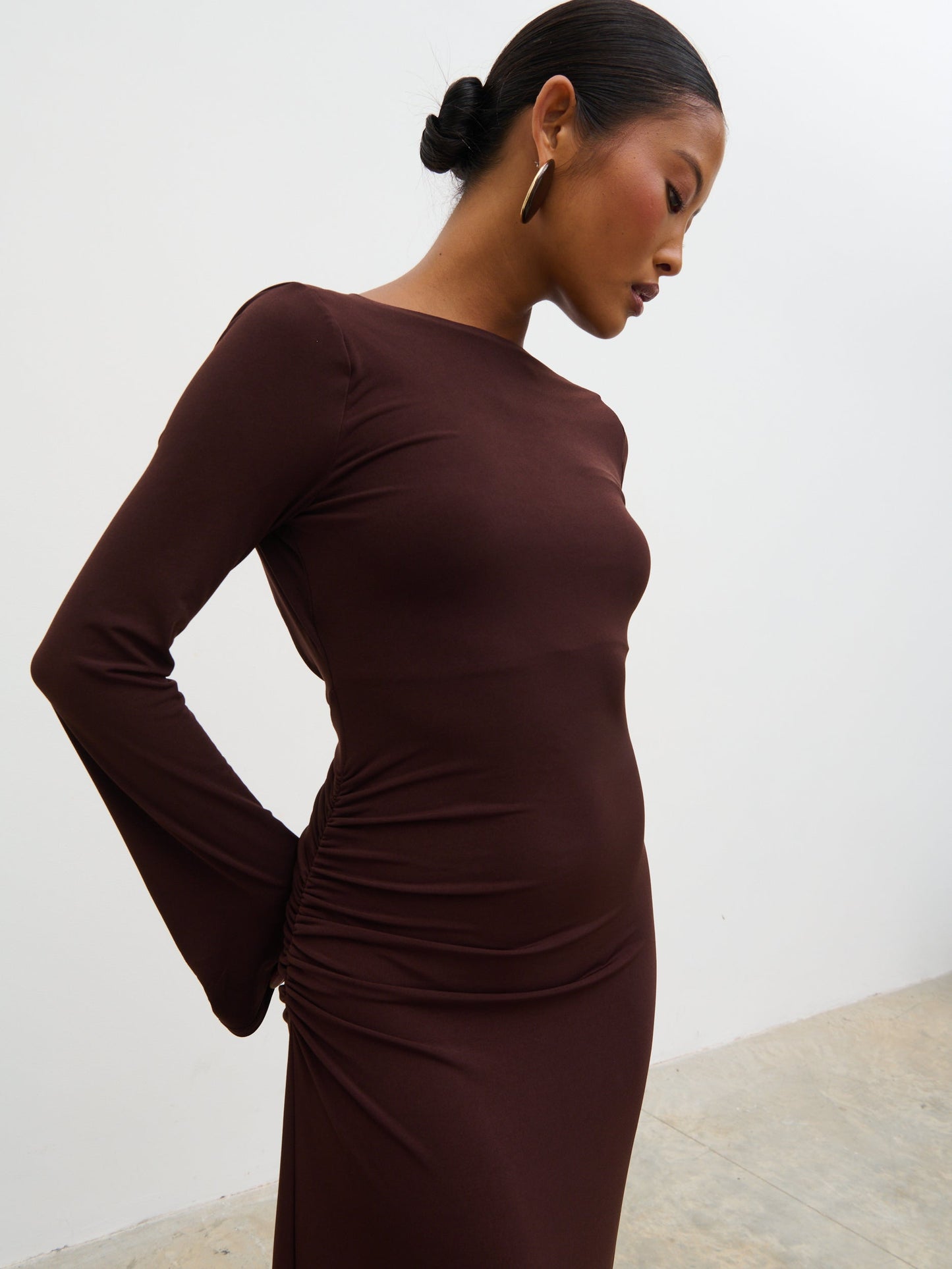 Hadley Cowl Back Jersey Maxi Dress - Brown