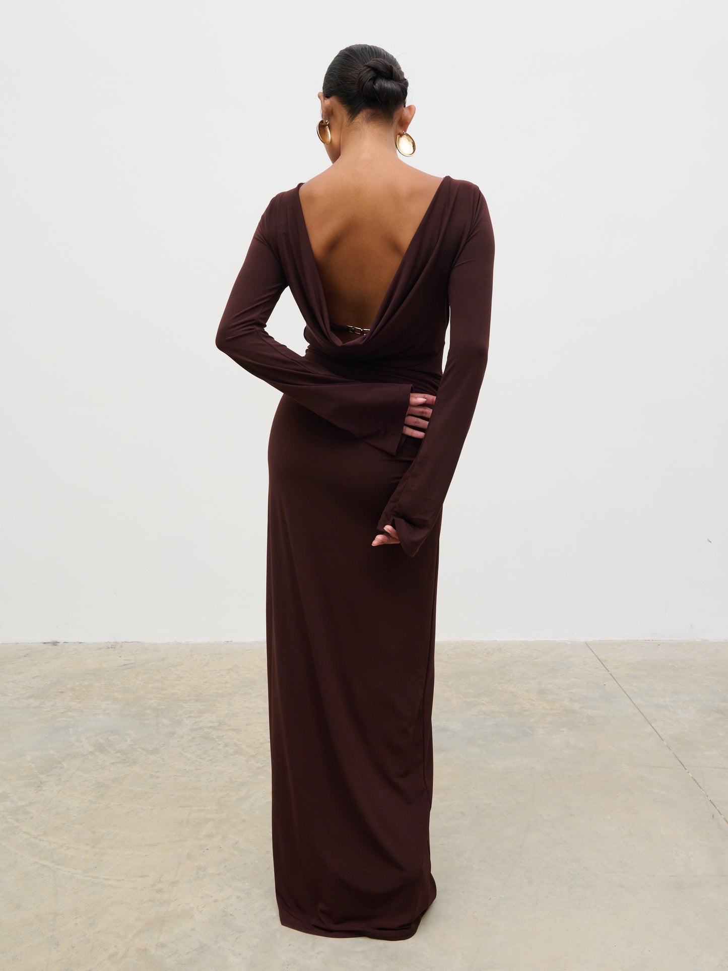 Hadley Cowl Back Jersey Maxi Dress - Brown