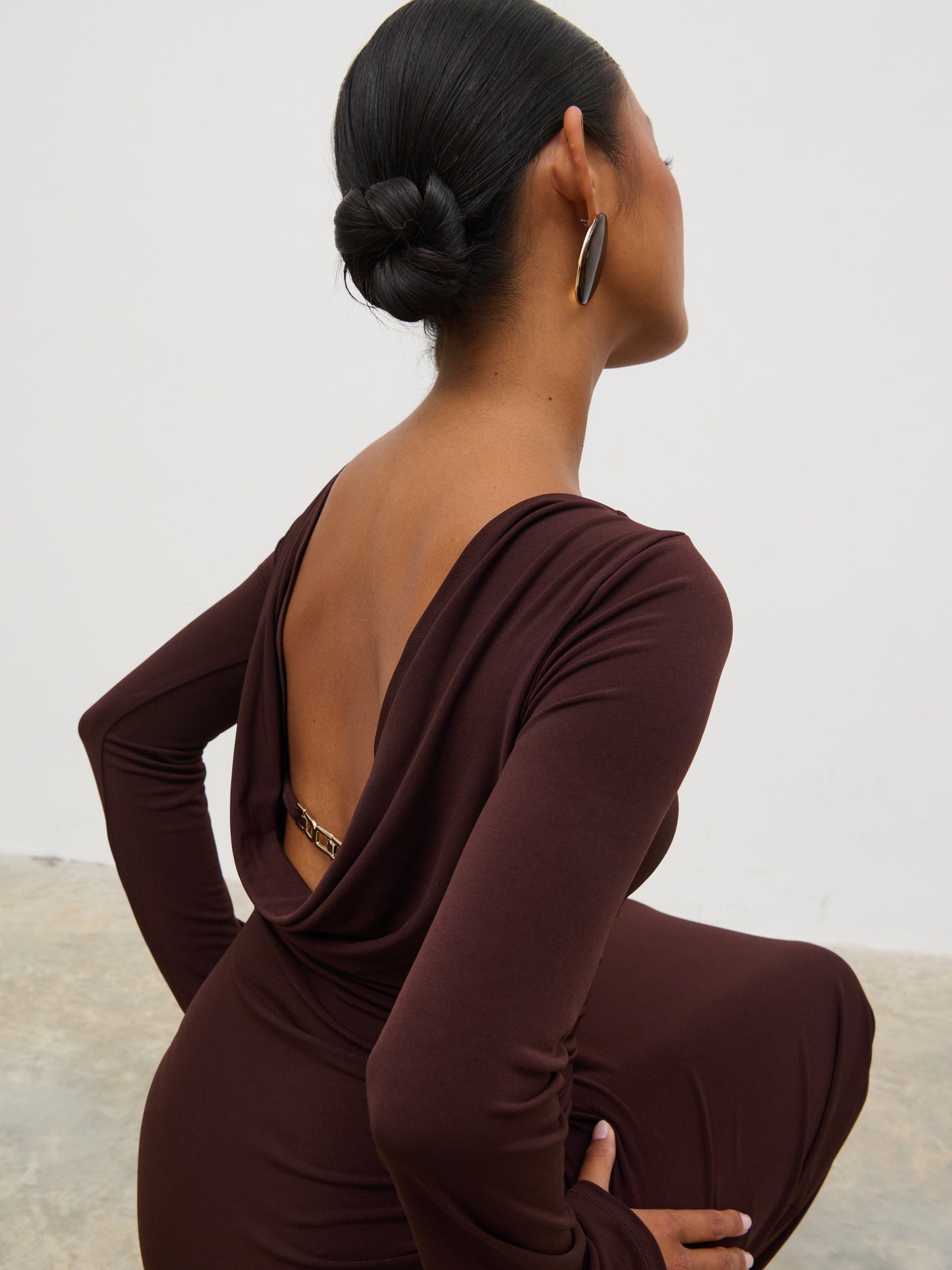Hadley Cowl Back Jersey Maxi Dress - Brown