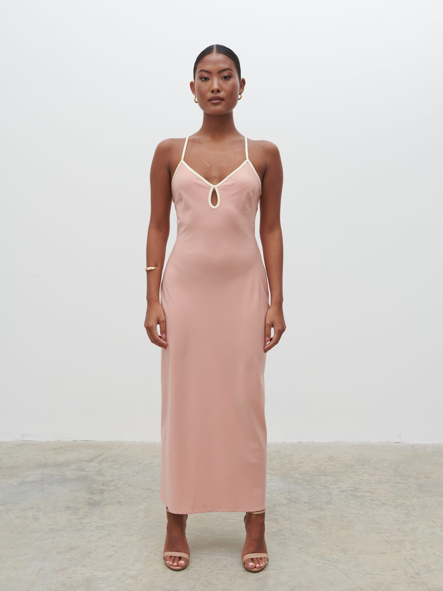 Harper Slip Midaxi Dress - Tan Blush and Butter