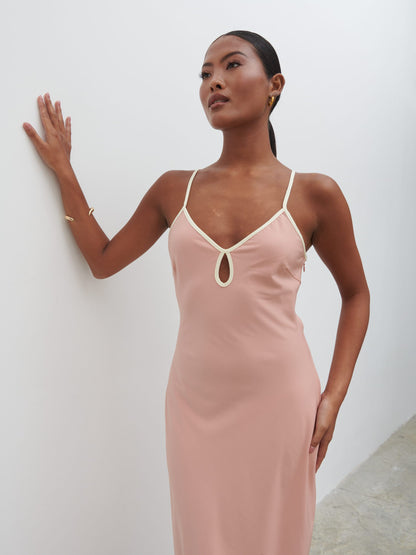 Harper Slip Midaxi Dress - Tan Blush and Butter