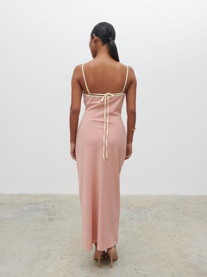 Harper Slip Midaxi Dress - Tan Blush and Butter
