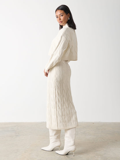 Hunter Cropped Cable Knit Jumper - Cream