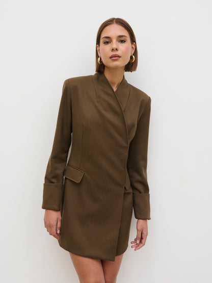 Iris Blazer Mini Dress - Khaki Brown