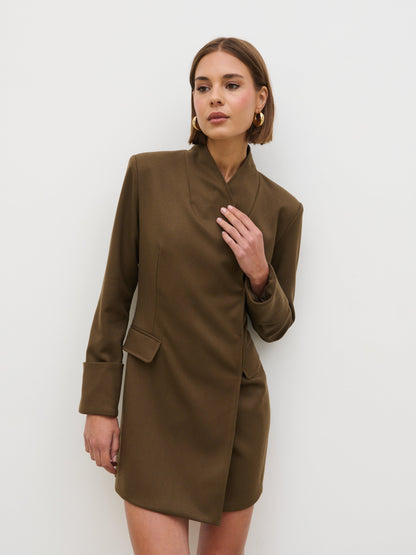 Iris Blazer Mini Dress - Khaki Brown