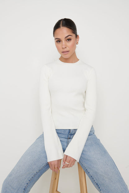 Jayla Tie Back Knit Top - Cream