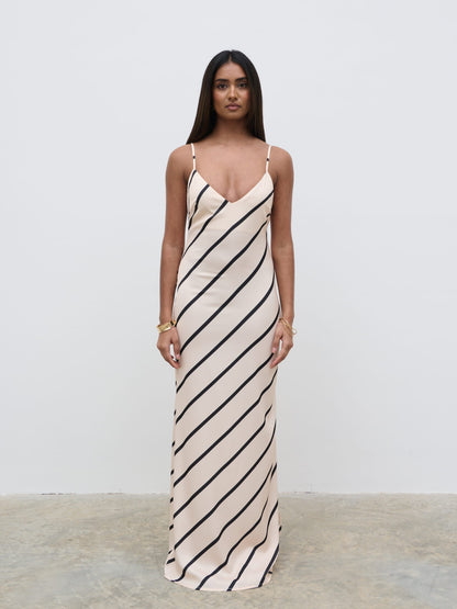Jodina Maxi Dress - Asymmetric Stripe