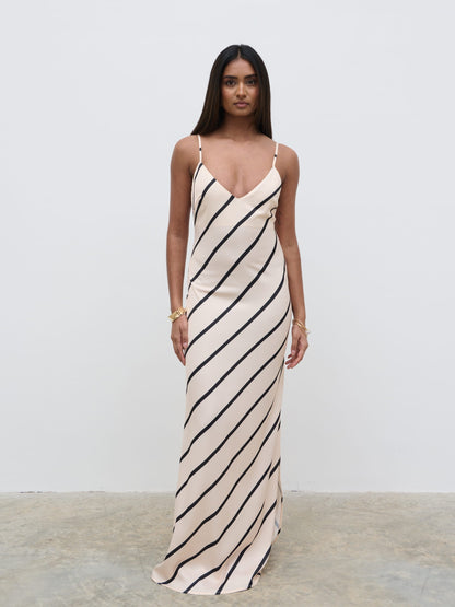 Jodina Maxi Dress - Asymmetric Stripe