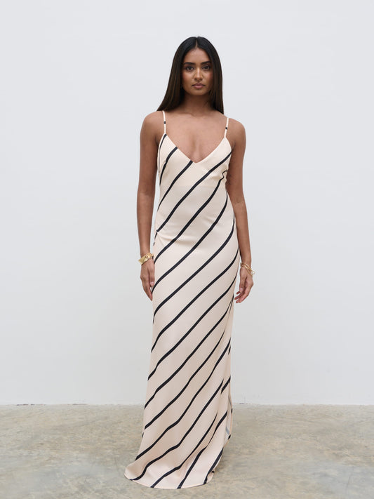 Jodina Maxi Dress - Asymmetric Stripe