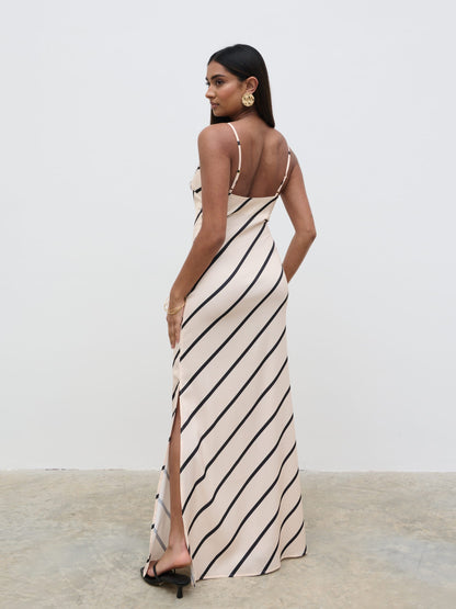 Jodina Maxi Dress - Asymmetric Stripe