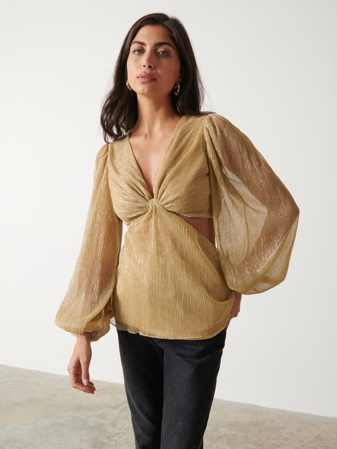 Josie Metallic Blouse - Metallic Gold