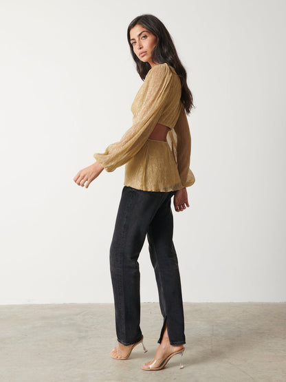 Josie Metallic Blouse - Metallic Gold