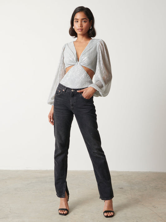 Josie Metallic Blouse - Silver