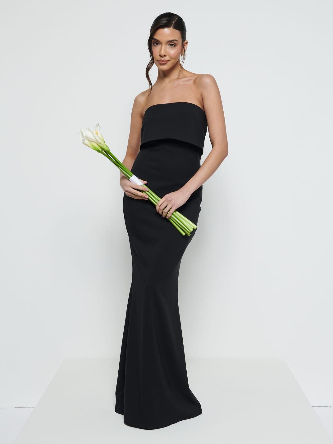 Julia Strapless Crepe Maxi Bridesmaid Dress - Black