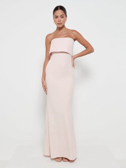 Julia Crepe Maxi Bridesmaid Dress - Blush
