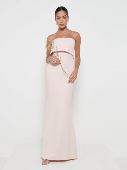 Julia Crepe Maxi Bridesmaid Dress - Blush