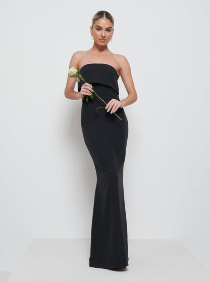 Julia Crepe Maxi Bridesmaid Dress - Black