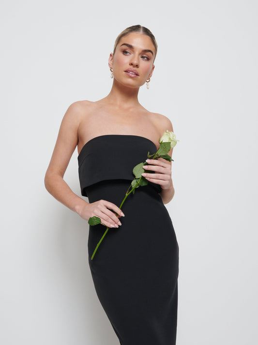 Julia Crepe Maxi Bridesmaid Dress - Black