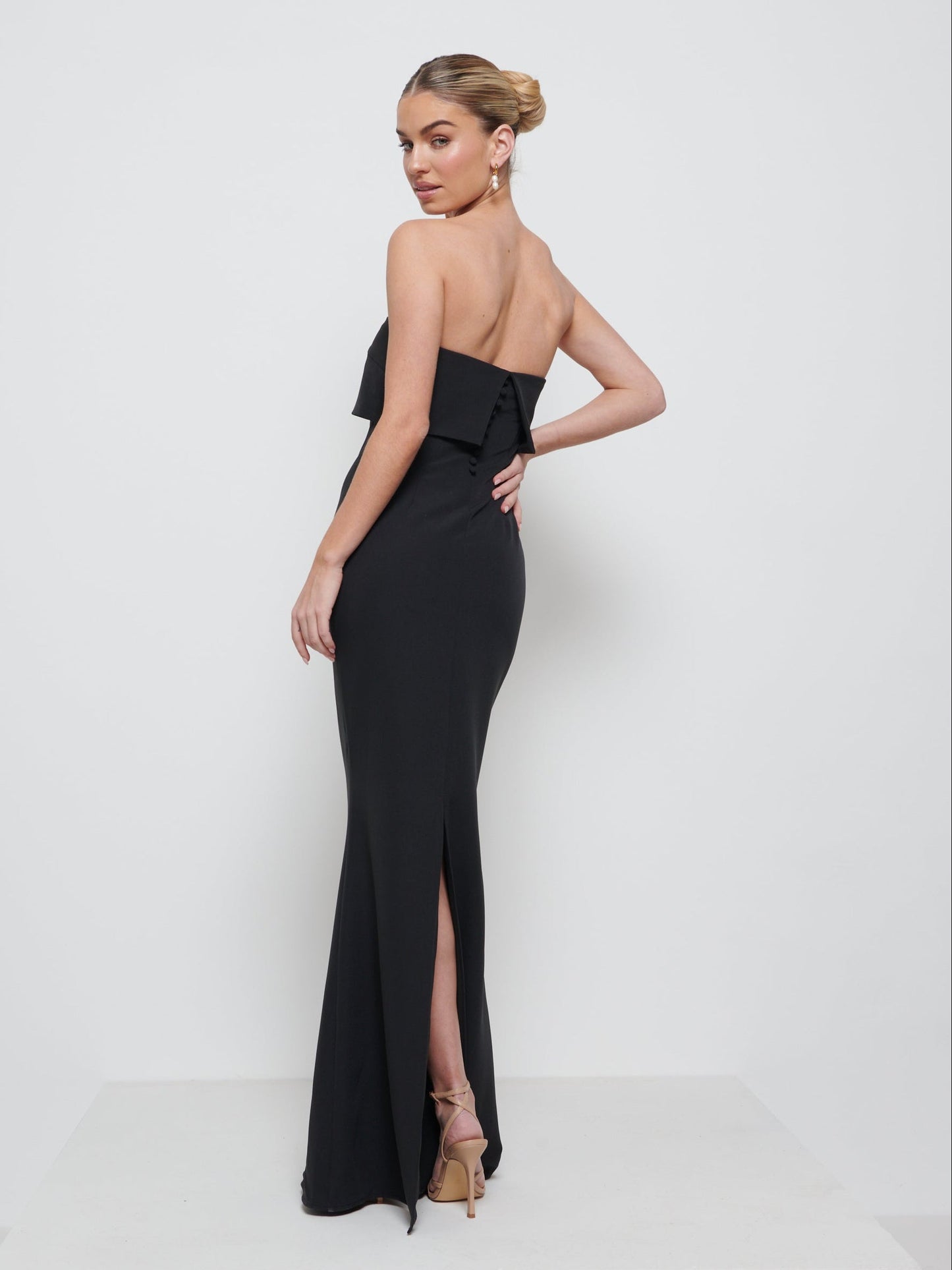 Julia Crepe Maxi Bridesmaid Dress - Black