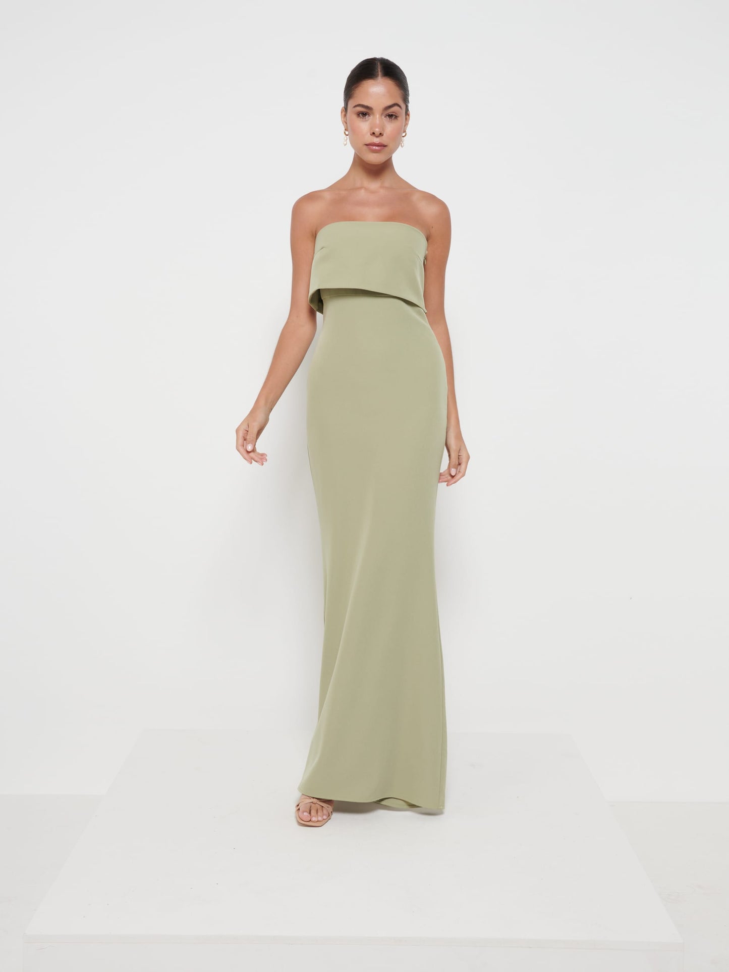 Julia Crepe Maxi Bridesmaid Dress - Olive