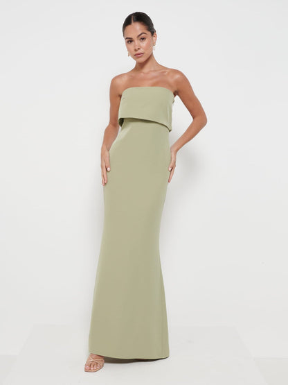 Julia Crepe Maxi Bridesmaid Dress - Olive