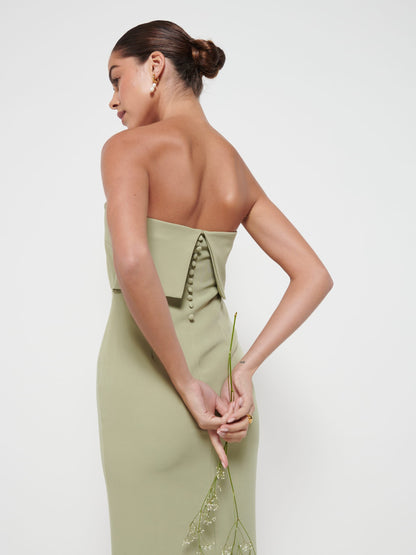 Julia Crepe Maxi Bridesmaid Dress - Olive