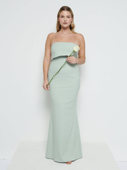 Julia Strapless Crepe Maxi Bridesmaid Dress - Sage