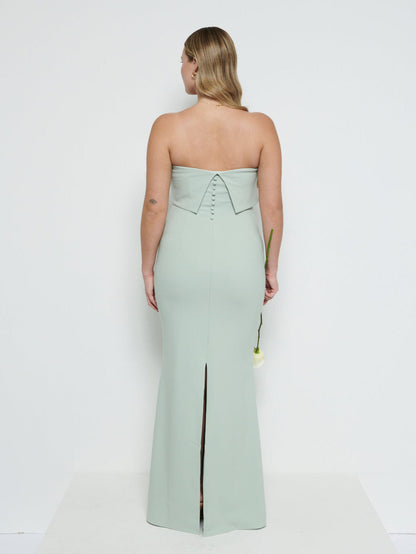 Julia Strapless Crepe Maxi Bridesmaid Dress - Sage
