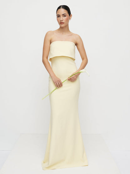 Julia Strapless Crepe Maxi Dress - Lemon