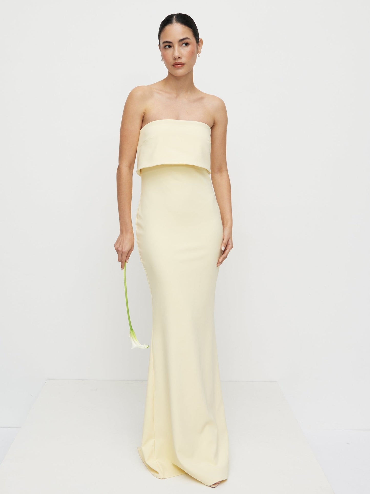 Julia Strapless Crepe Maxi Dress - Lemon