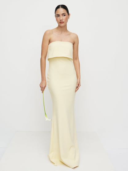Julia Strapless Crepe Maxi Dress - Lemon