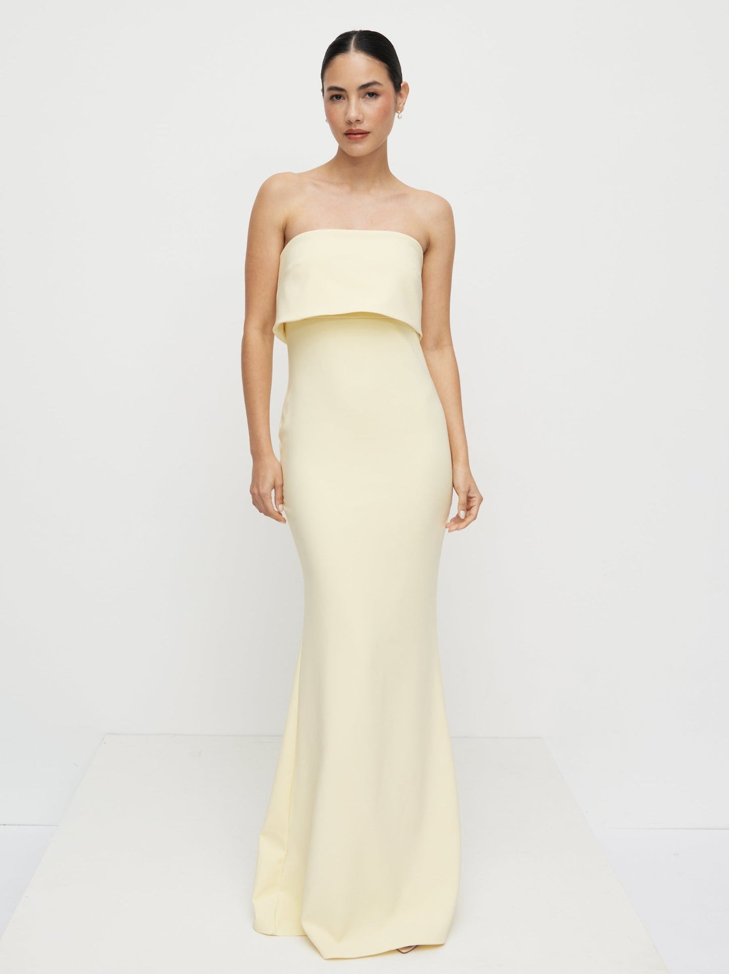 Julia Strapless Crepe Maxi Dress - Lemon